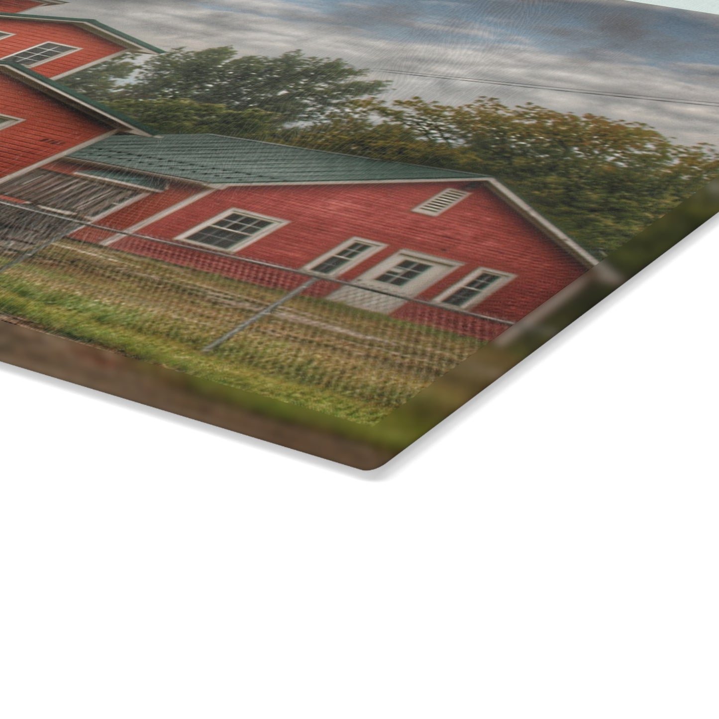 U R There Photography Aside the Tracks in Clifford Rustic Farmhouse Tempered-Glass Cutting Board