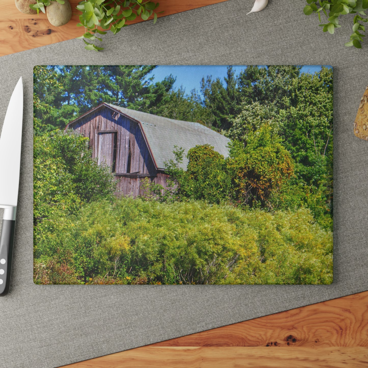 Barn Boutique Rustic Tempered-Glass Cutting Board| Saginaw Road Hidden Grey