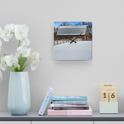 U R There Photography Morgan Lanes Cedar Shack Barn Rustic Farmhouse Acrylic Analog Wall Clock