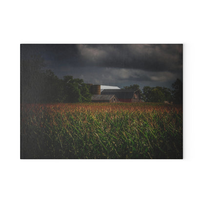 U R There Photography Bishop Road Beyond the Corn Rustic Farmhouse Tempered-Glass Cutting Board