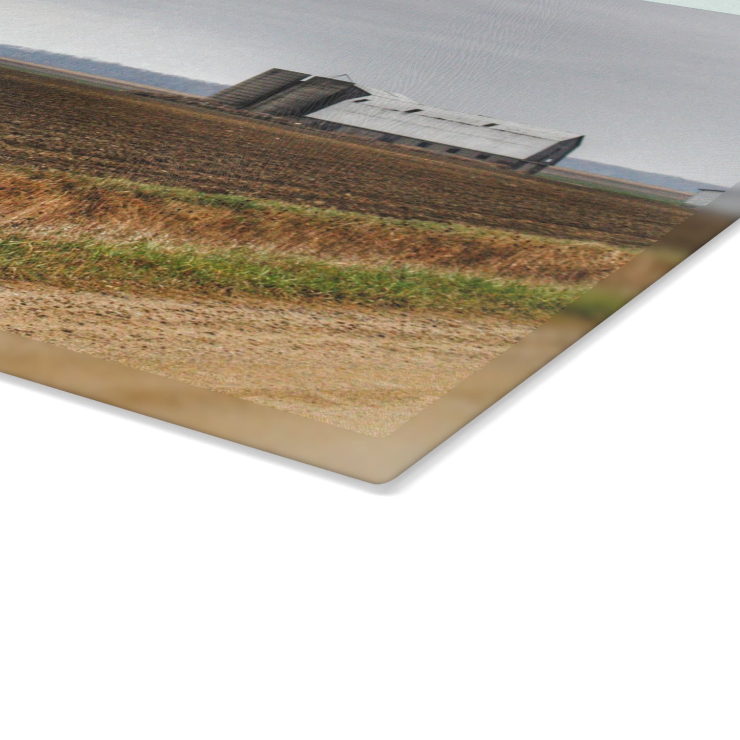 U R There Photography North Gates Road Old Grey I Rustic Farmhouse Tempered-Glass Cutting Board 8"x 11"