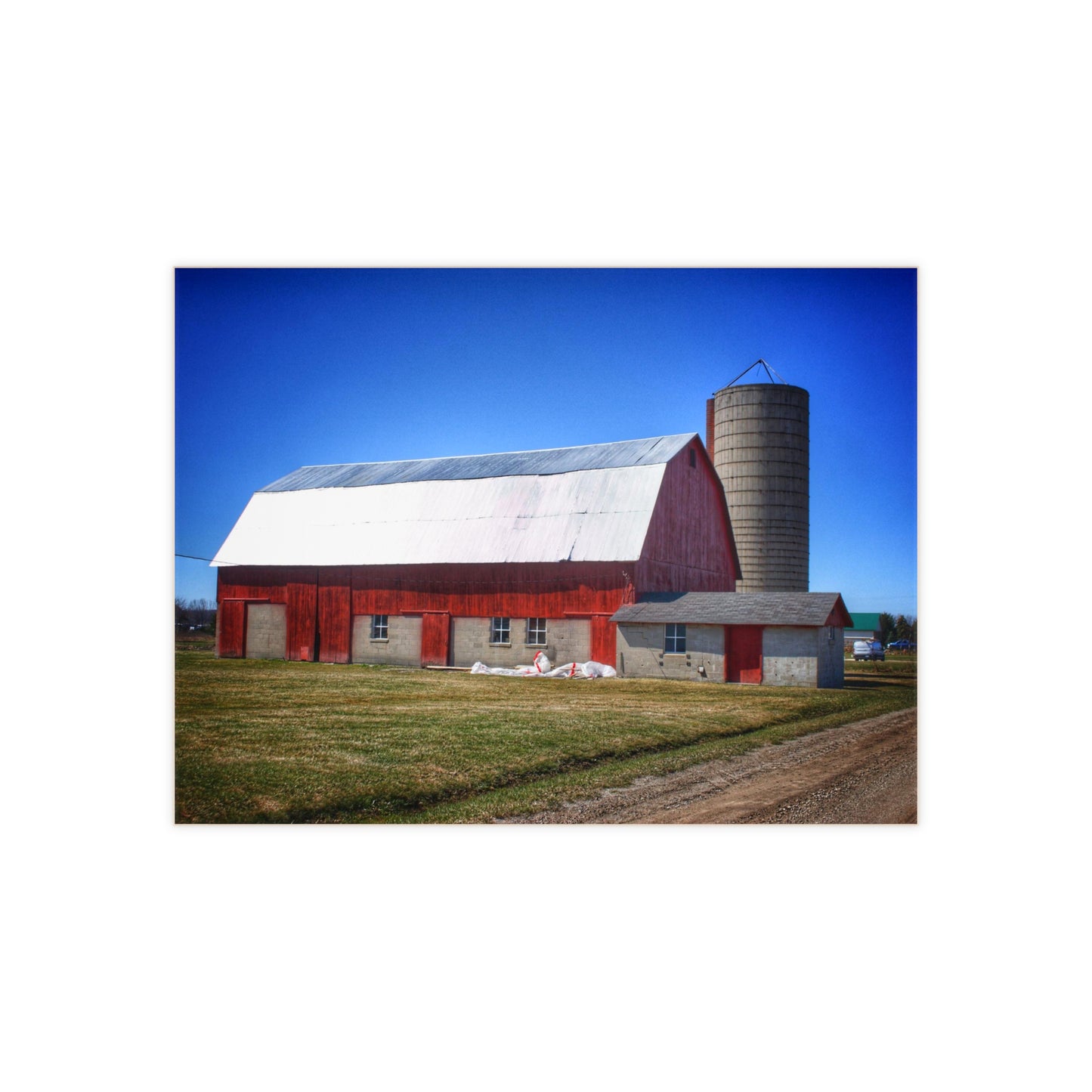 U R There Photography Burt Road Red and Silo Rustic Farmhouse Decorative Ceramic Tile