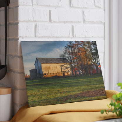 U R There Photography Peck Road White Rustic Farmhouse Tempered-Glass Cutting Board