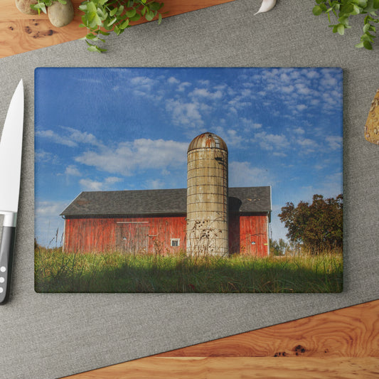 U R There Photography Clarkston Road Red I Rustic Farmhouse Tempered-Glass Cutting Board