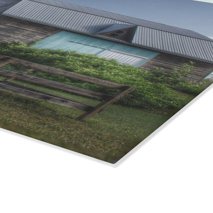 U R There Photography Harris Road Grey Rustic Farmhouse Tempered-Glass Cutting Board