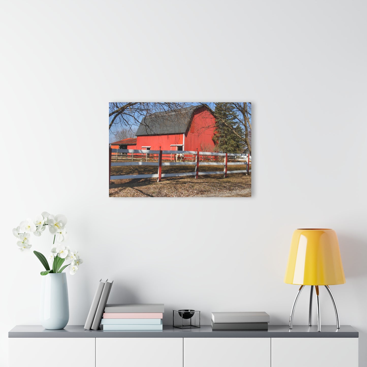 U R There Photography Wolcott Red and Filly Rustic Farmhouse Acrylic Wall Print