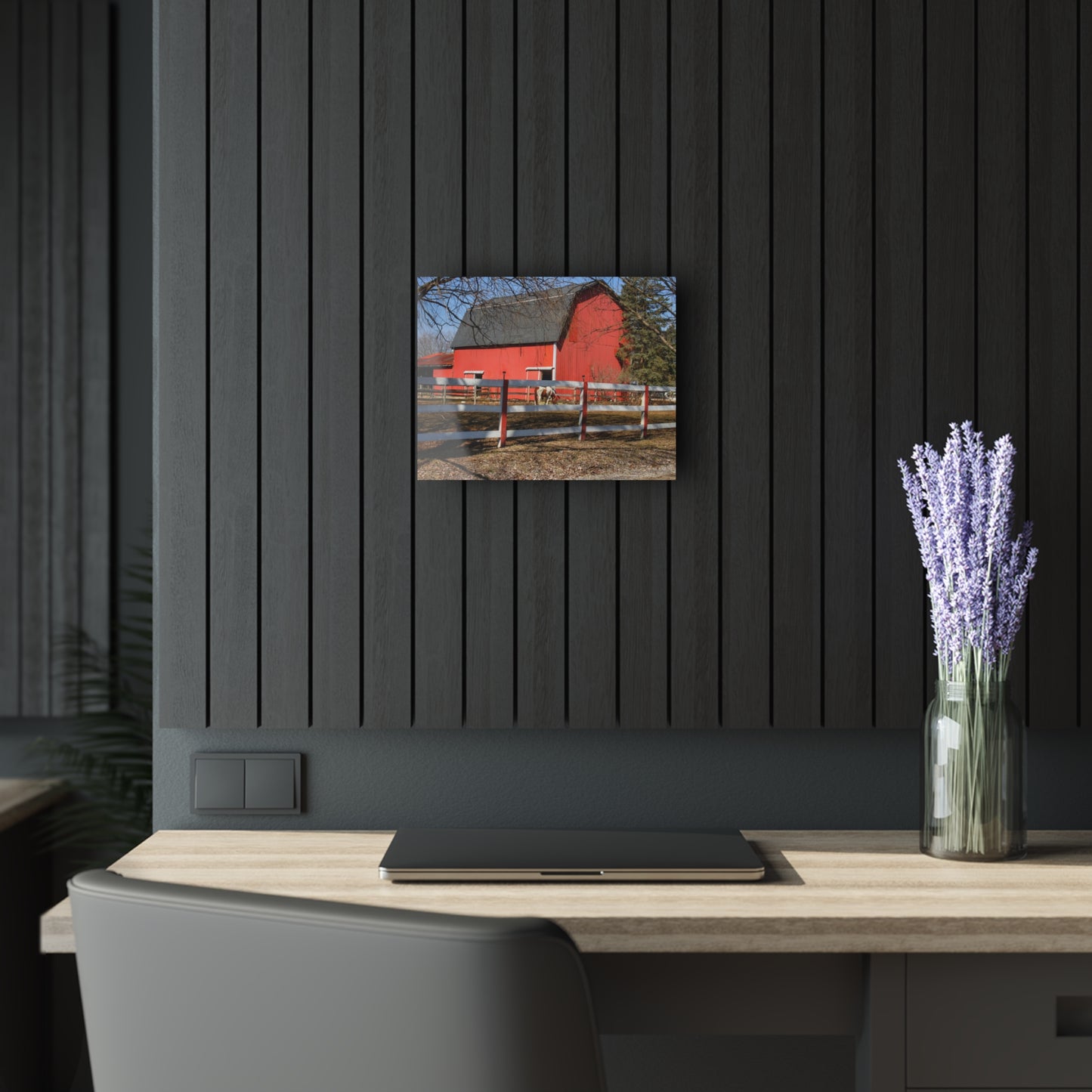 U R There Photography Wolcott Red and Filly Rustic Farmhouse Acrylic Wall Print