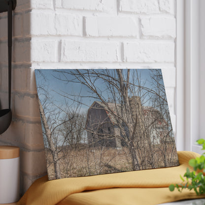 U R There Photography Hill Road Hidden Grey I Rustic Farmhouse Tempered-Glass Cutting Board