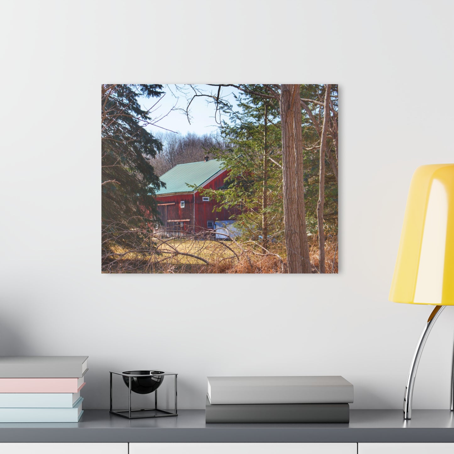 U R There Photography Bordman Road Hidden Red Rustic Farmhouse Acrylic Wall Print