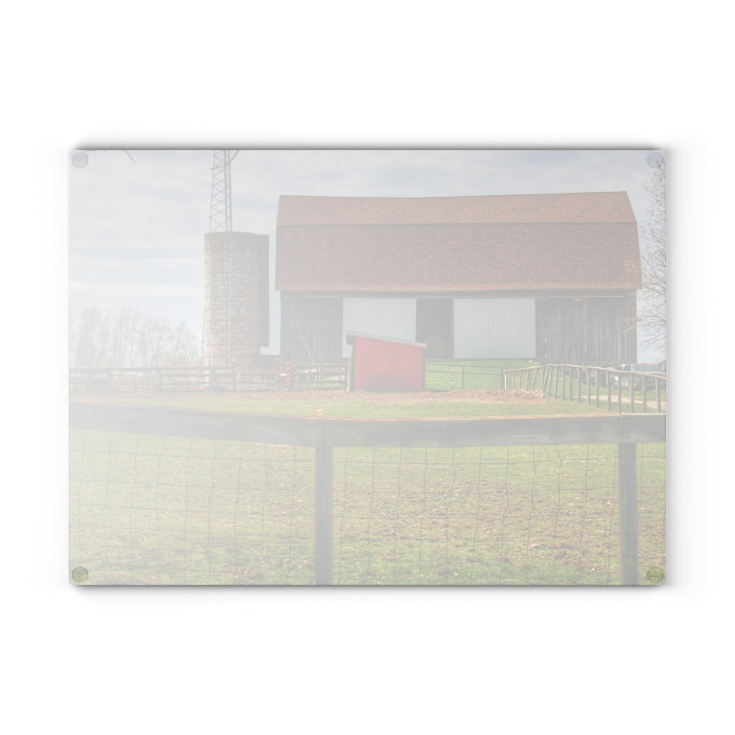 U R There Photography North Vassar Road Grey Rustic Farmhouse Tempered-Glass Cutting Board
