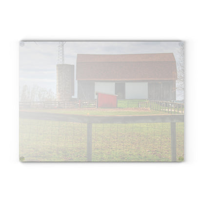 U R There Photography North Vassar Road Grey Rustic Farmhouse Tempered-Glass Cutting Board