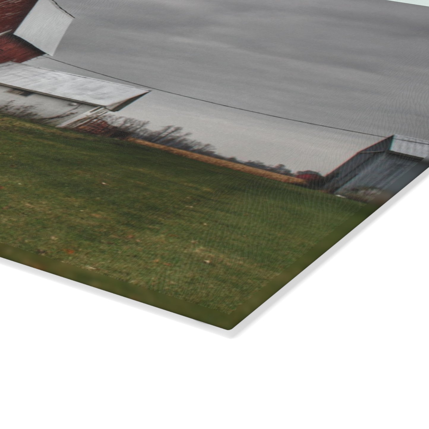 U R There Photography Mills Road Red I Rustic Farmhouse Tempered-Glass Cutting Board