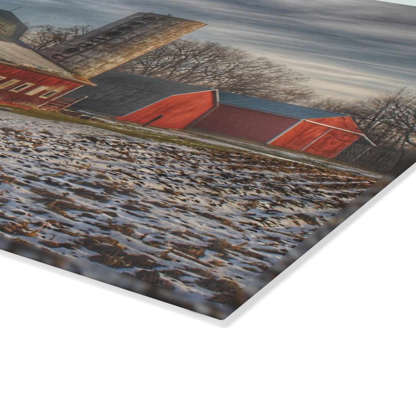 U R There Photography Mitchell Lake Road Red Rustic Farmhouse Tempered-Glass Cutting Board