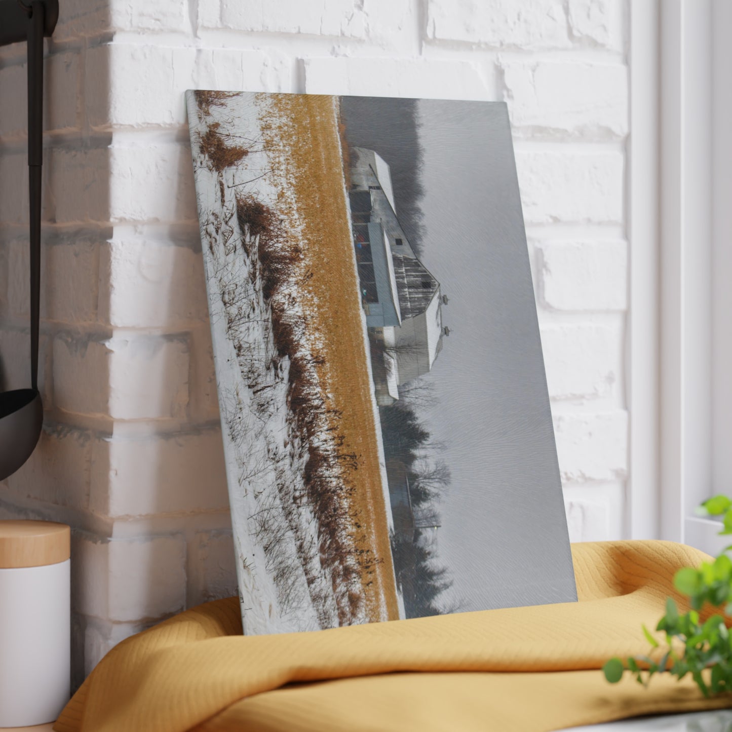 U R There Photography Argyle Road Grey Rustic Farmhouse Tempered-Glass Cutting Board