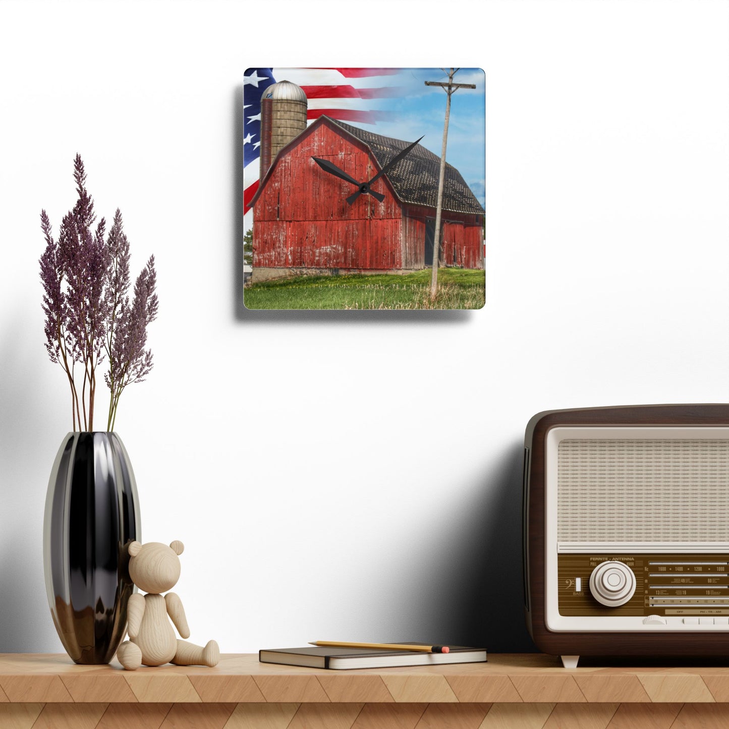 U R There Photography An American Farm I Rustic Farmhouse Acrylic Analog Wall Clock