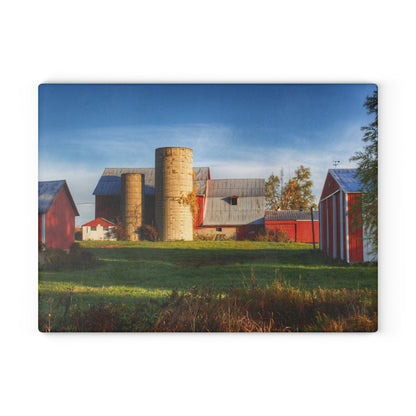 U R There Photography Maynard Road Reds Rustic Farmhouse Tempered-Glass Cutting Board