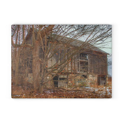 U R There Photography Norway Lake Road Hidden Grey II Rustic Farmhouse Tempered-Glass Cutting Board