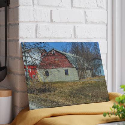 U R There Photography Indian Trail Block Barn at the Bend Rustic Farmhouse Tempered-Glass Cutting Board