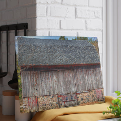 U R There Photography Leix Road Stone Red Rustic Farmhouse Tempered-Glass Cutting Board