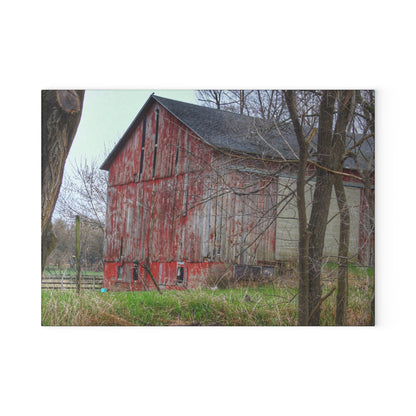 U R There Photography Lake George Red I Rustic Farmhouse Tempered-Glass Cutting Board