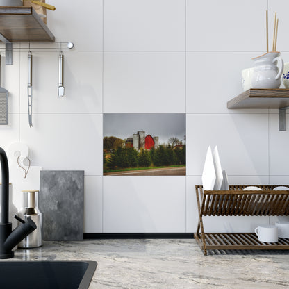 U R There Photography Castle Corner Red II Rustic Farmhouse Decorative Ceramic Tile