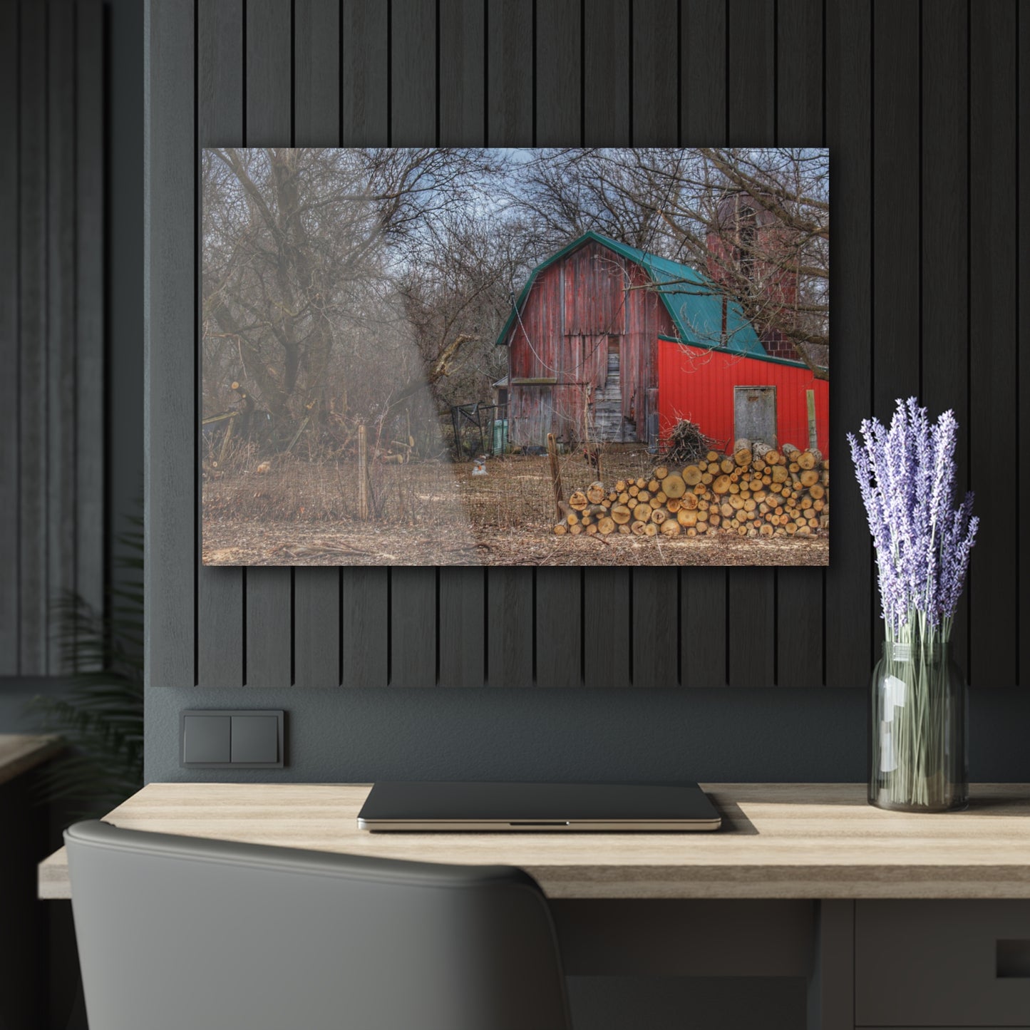 U R There Photography Bray Road Hidden Barnyard Red II Rustic Farmhouse Acrylic Wall Print