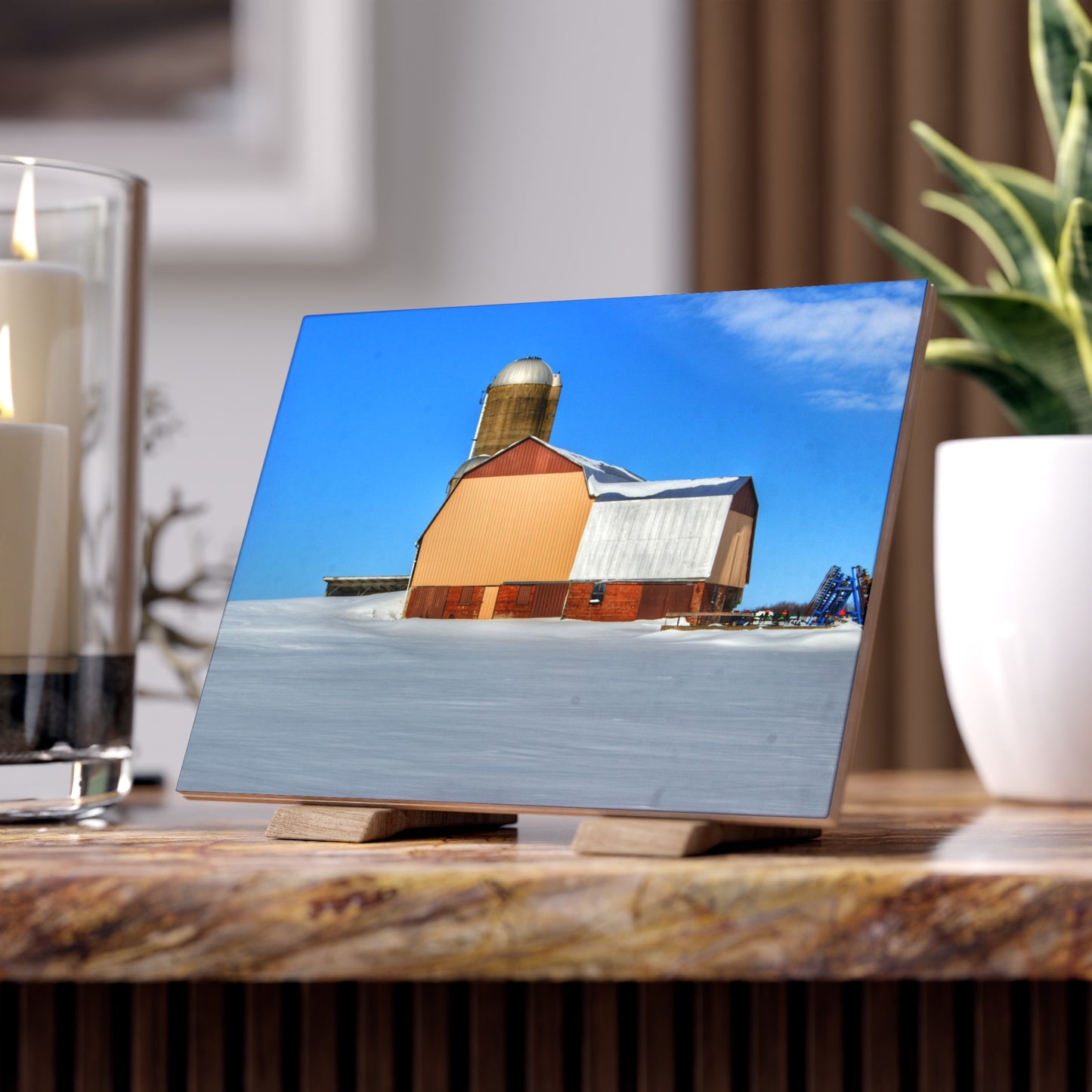 U R There Photography Bay City - Forestville Beige Barn Rustic Farmhouse Decorative Ceramic Tile