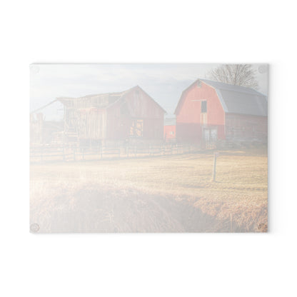 U R There Photography Irish Road Old Reds II Rustic Farmhouse Tempered-Glass Cutting Board