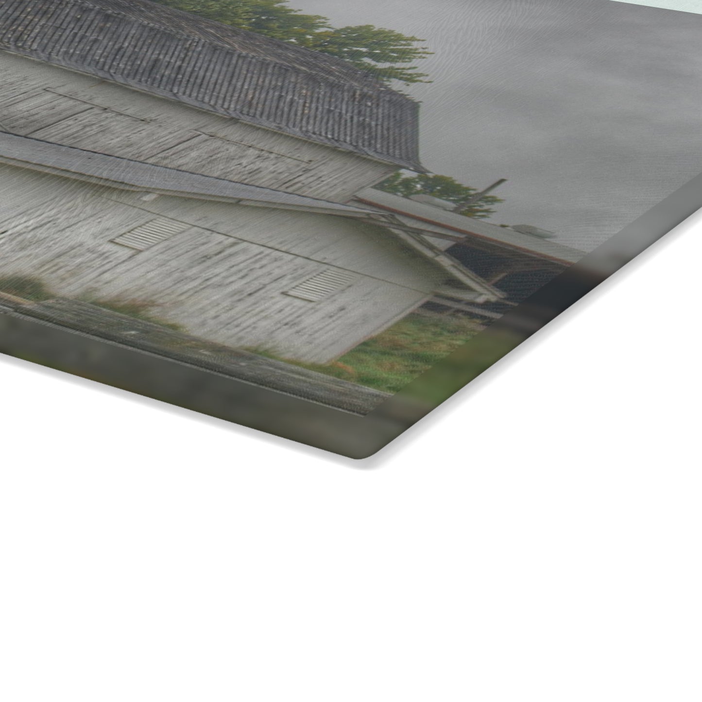 U R There Photography Columbiaville White Rustic Farmhouse Tempered-Glass Cutting Board