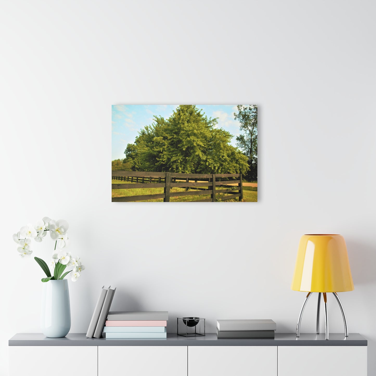 U R There Photography Country Fence and Tree in Metamora Rustic Farmhouse Acrylic Wall Print
