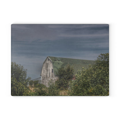 U R There Photography Hill Road Hidden Grey II Rustic Farmhouse Tempered-Glass Cutting Board