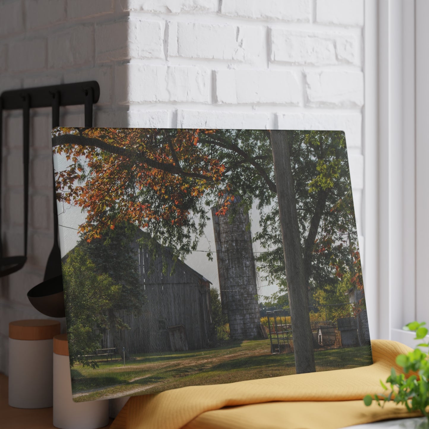 U R There Photography Hidden Grey of Tuscola Rustic Farmhouse Tempered-Glass Cutting Board