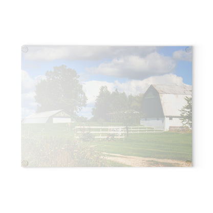 U R There Photography Hough Road Greens Rustic Farmhouse Tempered-Glass Cutting Board