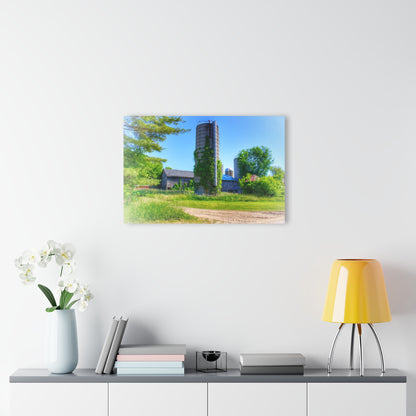 U R There Photography Bordman Road Old Grey and Silo II Rustic Farmhouse Acrylic Wall Print