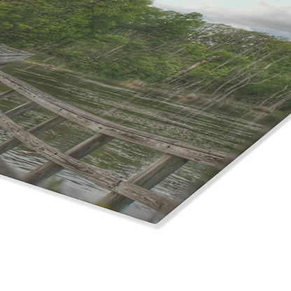 U R There Photography Linear Park Bridge in Lapeer I Rustic Farmhouse Tempered-Glass Cutting Board