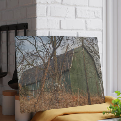 U R There Photography Yale Road Hidden Green Rustic Farmhouse Tempered-Glass Cutting Board