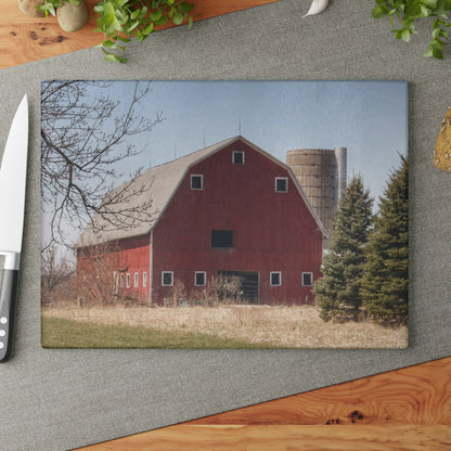 U R There Photography Hadley Red II Rustic Farmhouse Tempered-Glass Cutting Board