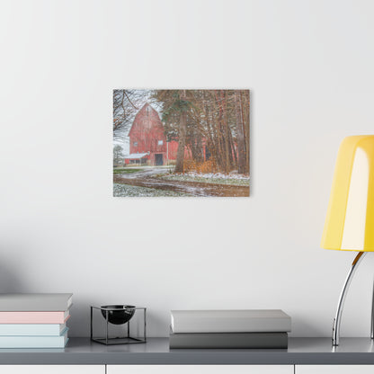 U R There Photography Tubspring Road Hidden Winter Red Rustic Farmhouse Acrylic Wall Print