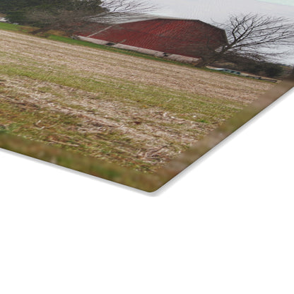 U R There Photography Hidden Millington Road Red Rustic Farmhouse Tempered-Glass Cutting Board