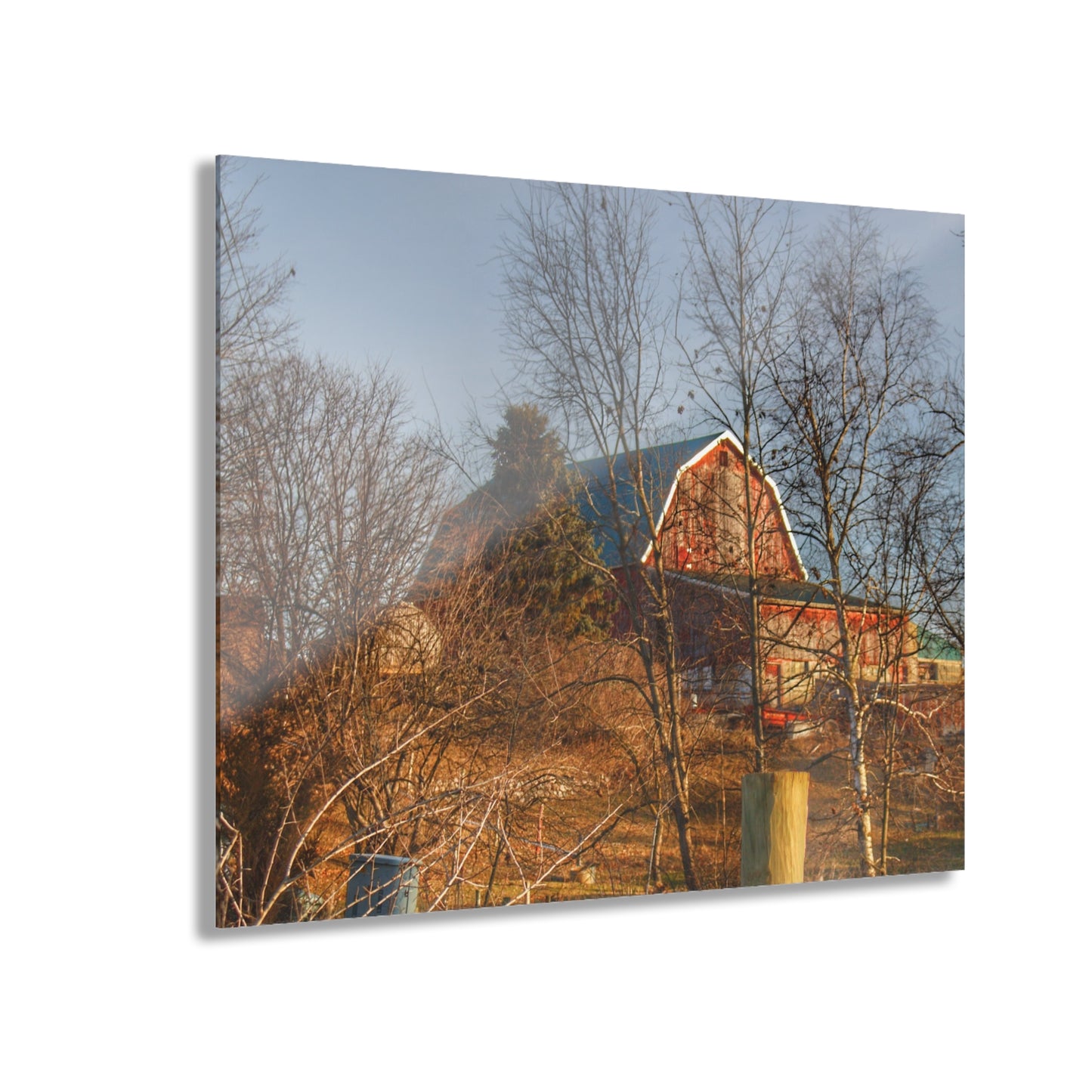 U R There Photography Otter Lake Road Hillside Red Rustic Farmhouse Acrylic Wall Print
