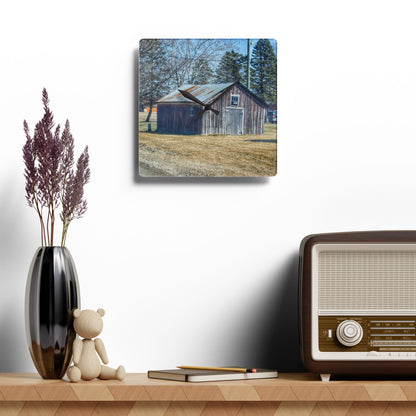 U R There Photography Ray Center Roadside Shack Rustic Farmhouse Acrylic Analog Wall Clock