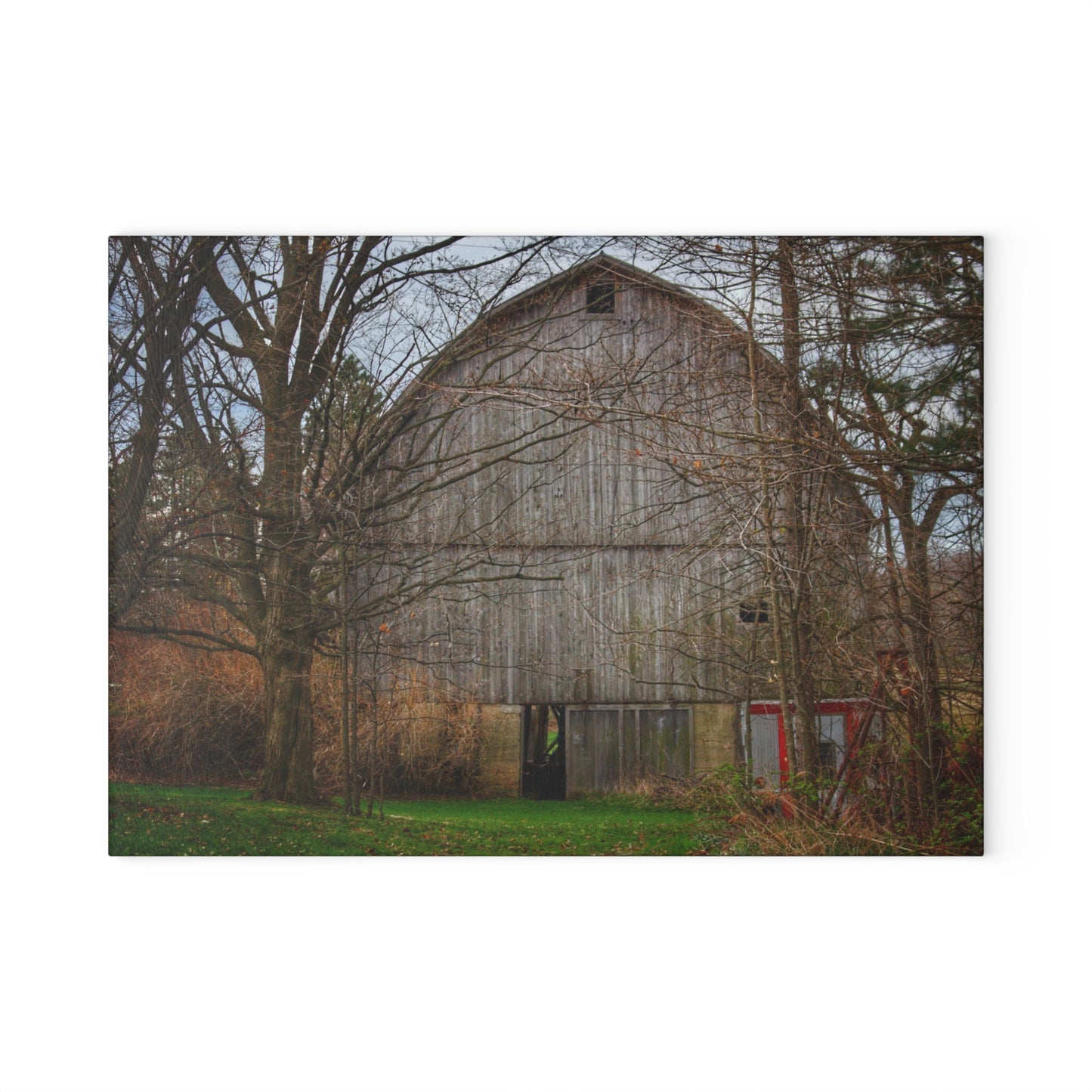 U R There Photography West Murphy Lake Road Grey Rustic Farmhouse Tempered-Glass Cutting Board