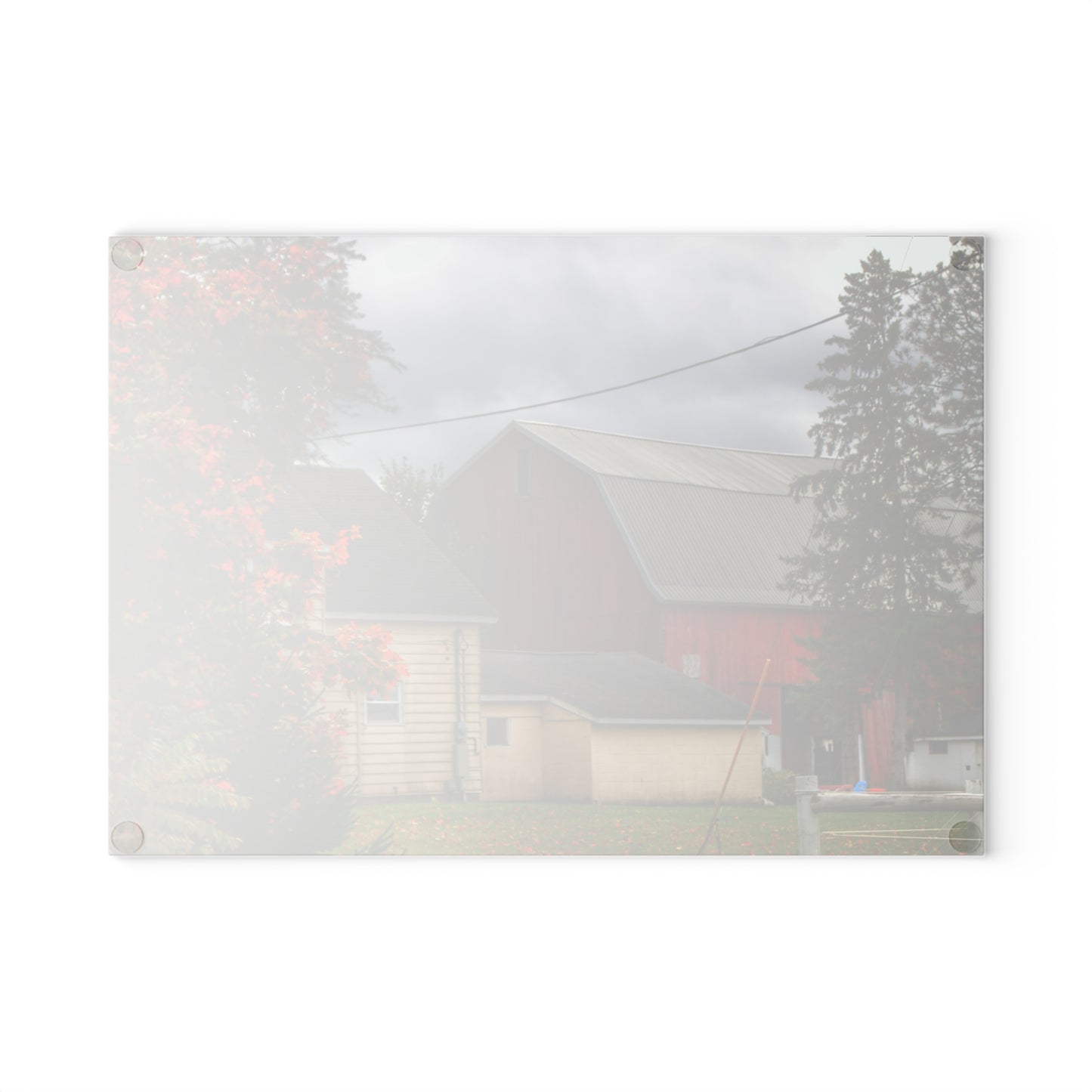 U R There Photography Farnsworth Road Red II Rustic Farmhouse Tempered-Glass Cutting Board