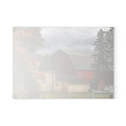 U R There Photography Farnsworth Road Red II Rustic Farmhouse Tempered-Glass Cutting Board