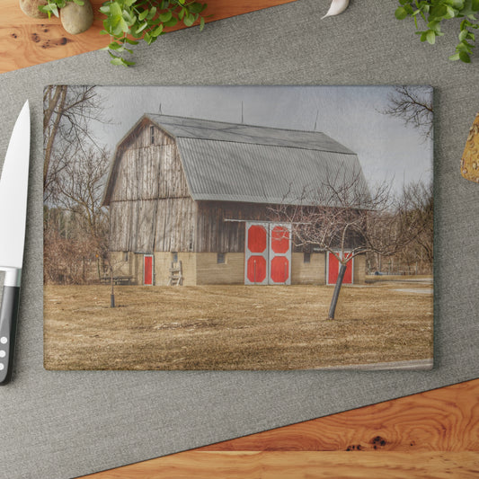 U R There Photography Sheridan Road Grey Rustic Farmhouse Tempered-Glass Cutting Board