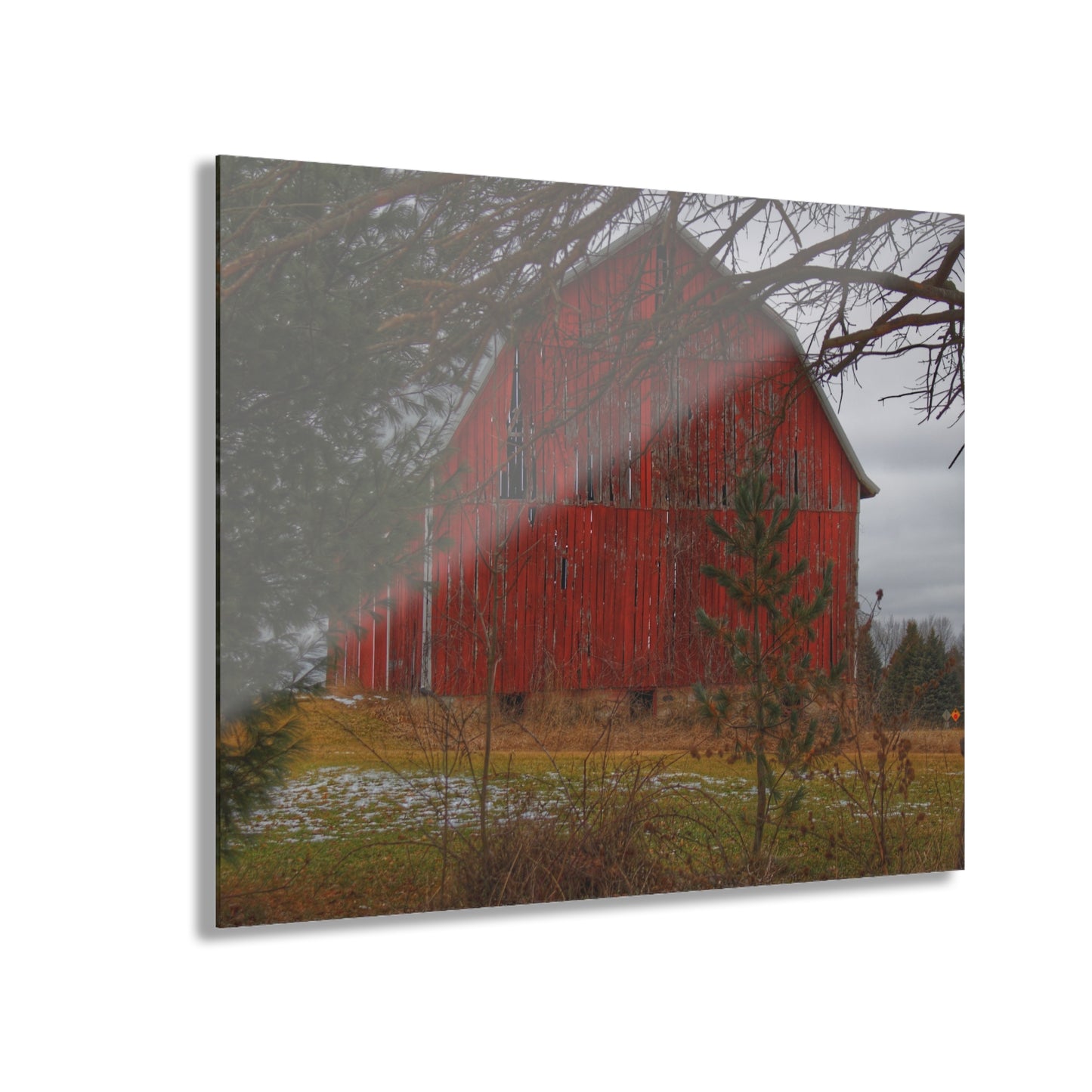 U R There Photography Johnsonmill Road Hidden Red Rustic Farmhouse Acrylic Wall Print