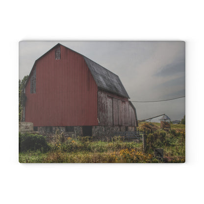 U R There Photography Roadside Stone Red Rustic Farmhouse Tempered-Glass Cutting Board