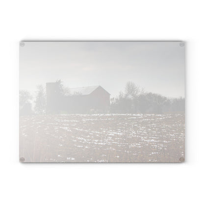 U R There Photography Brook Road Red Rustic Farmhouse Tempered-Glass Cutting Board
