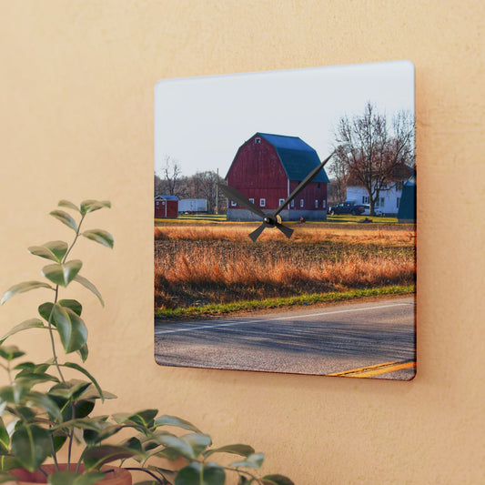 U R There Photography Baldwin Barn Brothers II Rustic Farmhouse Acrylic Analog Wall Clock