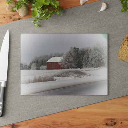 U R There Photography Farm on the Curve Rustic Farmhouse Tempered-Glass Cutting Board